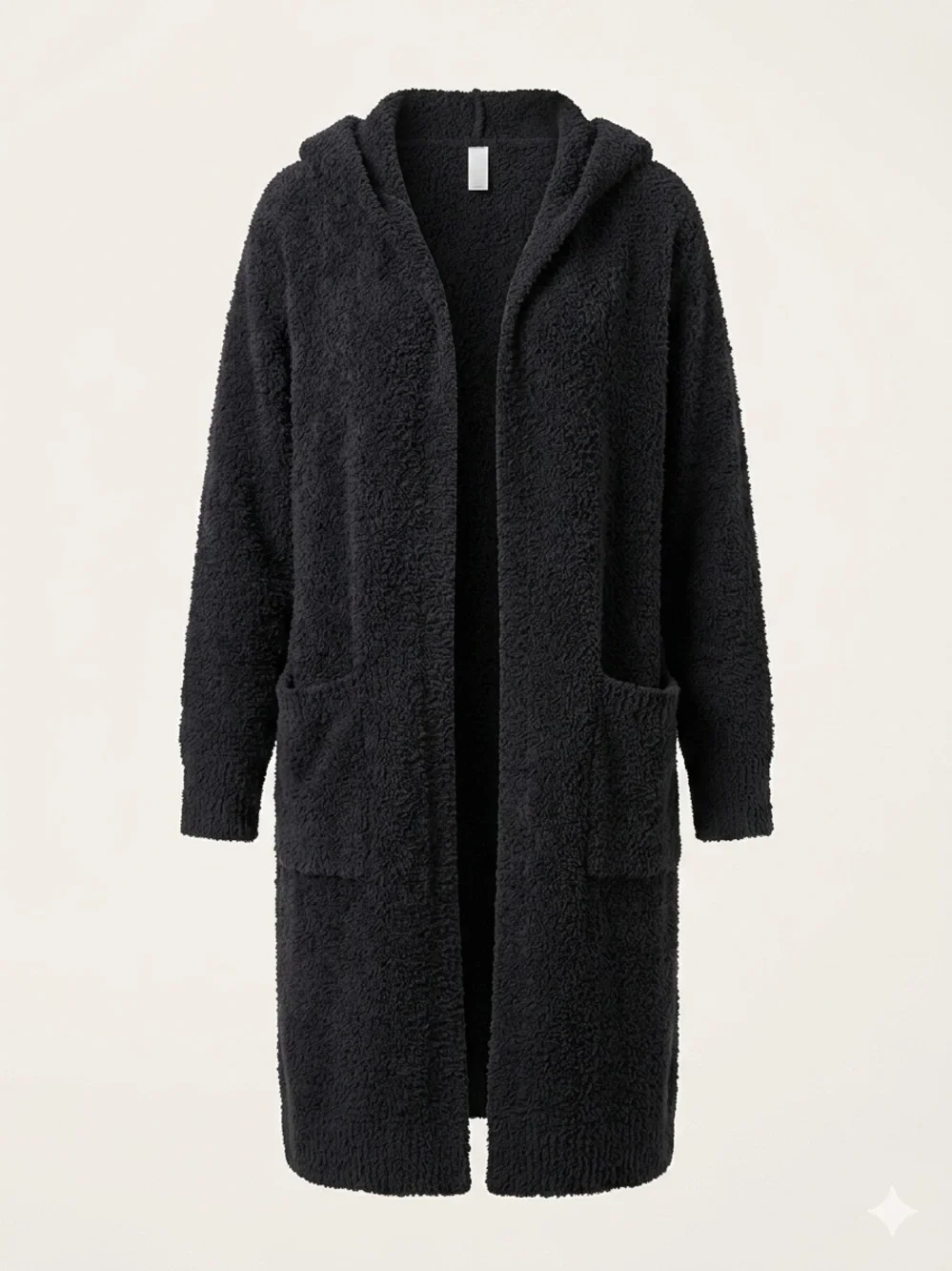 Lou & Grey Black Plush Hooded Maxi Cardigan — oversized - comfy - size XS
